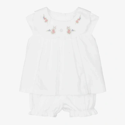Patachou Baby Girls Ivory Needlecord Shorts Set In White