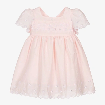 Patachou Baby Girls Pink Embroidered Cotton Dress