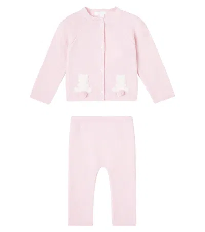 Patachou Baby Knitted Cardigan And Pants Set In Pink