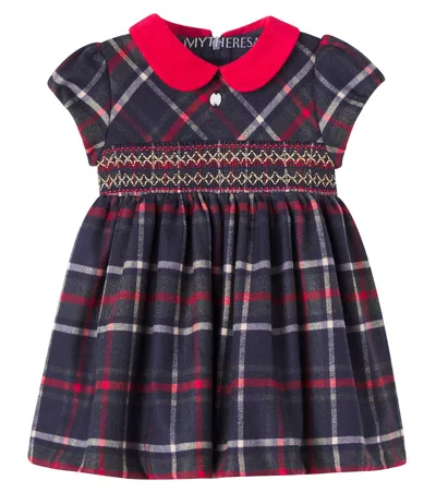 Patachou Baby Plaid Smocked Dress In Blue