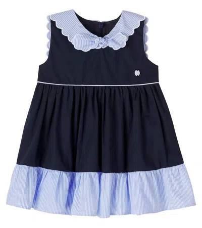 Patachou Baby Striped Cotton Dress In Blue
