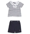 PATACHOU BABY STRIPED COTTON TOP AND SHORTS SET