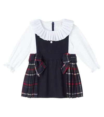 Patachou Kids' Baby Tartan Cotton-blend Dress In White
