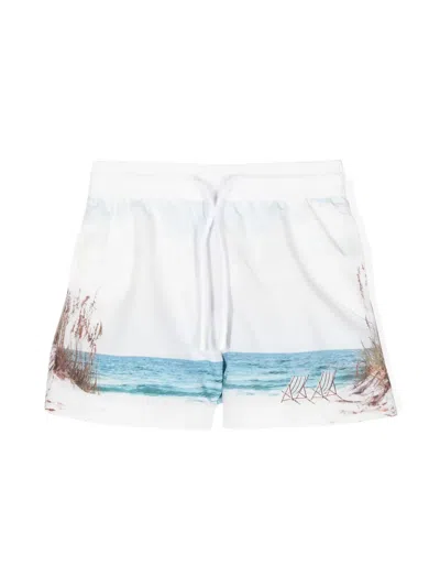 Patachou Babies' Beach-print Swim Shorts In Blue