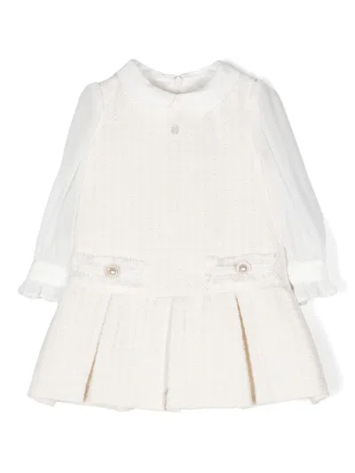 Patachou Babies' Bead-logo Dress In Neutrals