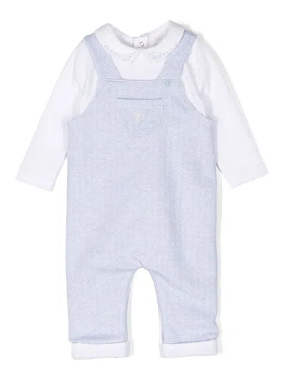 Patachou Babies' Bead-logo Romper In Blue