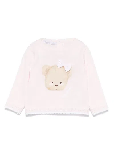 Patachou Babies' Bear-motif Sweater In Pink
