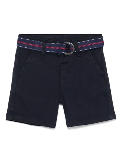 Patachou Kids' Belted Chino Shorts In Blue