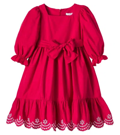Patachou Kids' Belted Cotton Dress In Red