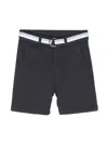 Patachou Belted Cotton Shorts In Blue