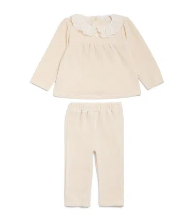 Patachou Babies' Blouse And Sweatpants Set (0-24 Months) In Neutrals