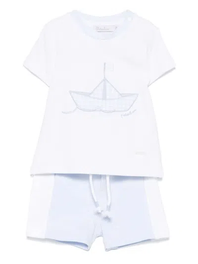 Patachou Babies' Boat-embroidery Shorts Set In White