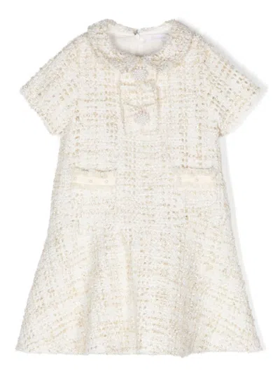 Patachou Bouclé Dress In 白色