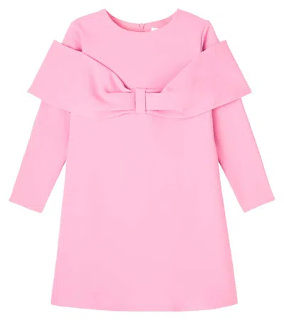 Patachou Kids' Bow-detail Crepe Dress In Pink