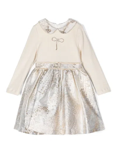 Patachou Kids' Bow-detail Dress In Gold