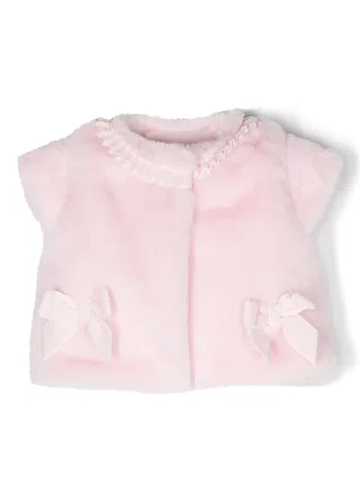 Patachou Babies' Bow-detail Faux-fur Top In Pink