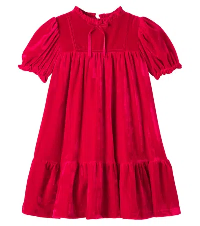 Patachou Kids' Bow-detail Gathered Dress In Red