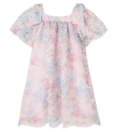 Patachou Kids' Bow-detail Lace Dress In Pink
