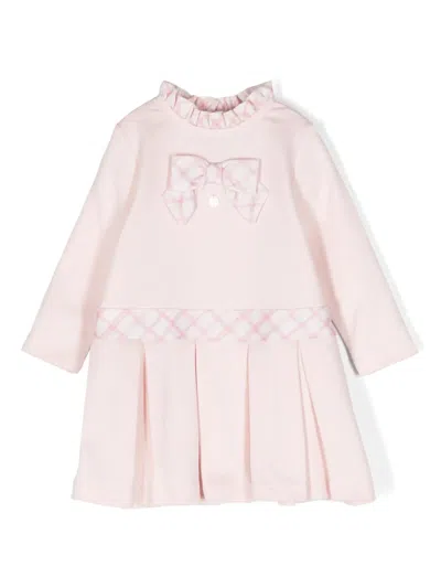 Patachou Babies' Bow-detail Pleated Cotton Dress In Pink