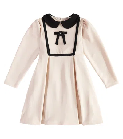 Patachou Kids' Bow-detail Pleated Dress In Beige