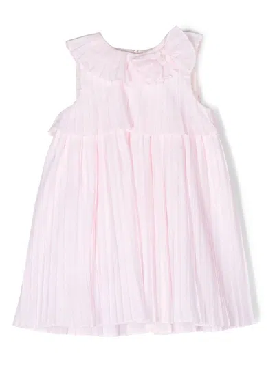 Patachou Kids' Bow-detail Pleated Dress In Pink