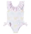 Patachou Bow-detail Printed Swimsuit In Multicoloured