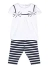 Patachou Bow-detail Striped Trouser Set In White
