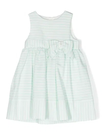 Patachou Kids' Striped Bow-detail Sleeveless Dress In Green