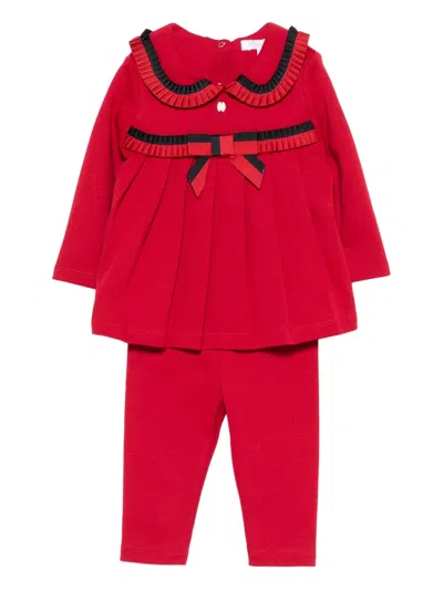Patachou Babies' Bow-detail Trousers (set Of Two) In Red