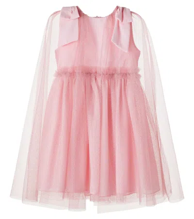 Patachou Kids' Bow-detail Tulle Dress In Multi