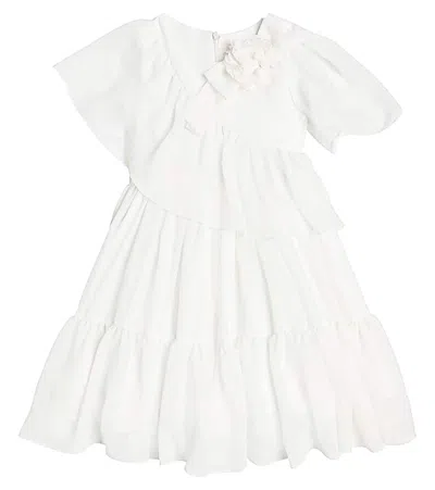 Patachou Kids' Bow-detail Tulle Dress In White