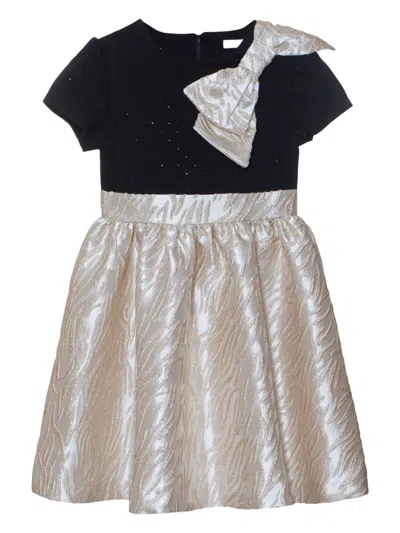 Patachou Kids' Bow-detailing Dress In Gold