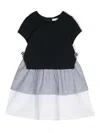 Patachou Bow-detailing Layered Cotton Dress In Blue
