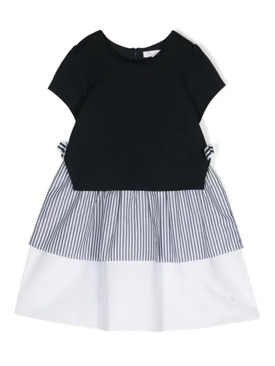 Patachou Kids' Bow-detailing Layered Cotton Dress In Blue