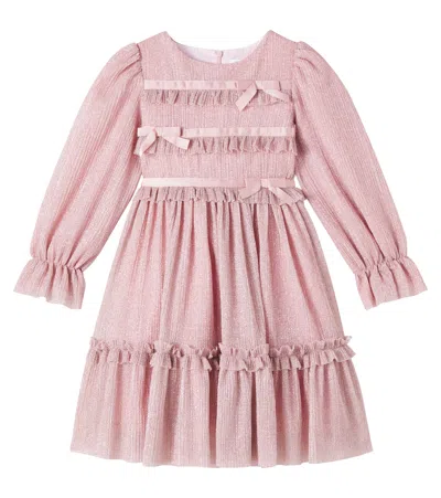 Patachou Kids' Bow-detal Ruffled Dress In Pink