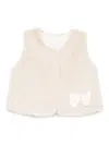Patachou Bow-embellished Faux-fur Vest In Neutral