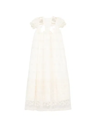 Patachou Babies' Bow Lace Dress In Neutral