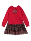 Patachou Embroidered Cotton And Tulle Sweater Dress In Red