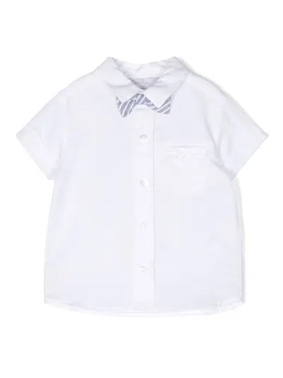 Patachou Babies' Bow-tie Short-sleeve Shirt In White