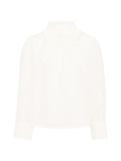 Patachou Kids' Bow-detail Long-sleeve Blouse In White