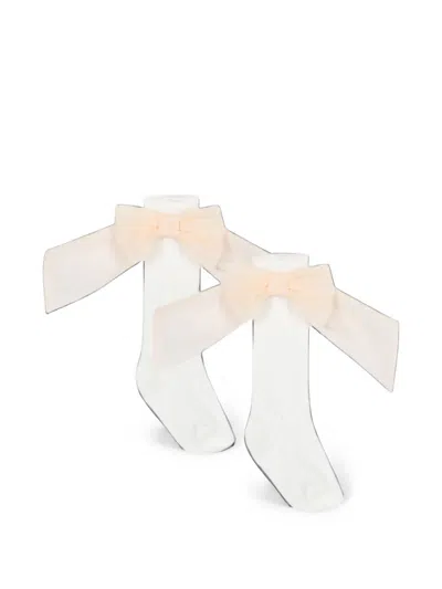 Patachou Babies' Bow-detail Open-knit Socks In White