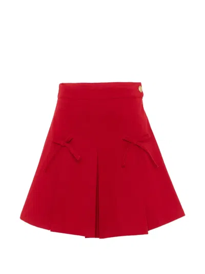 Patachou Kids' Bow-detail Pleated Skirt In Red