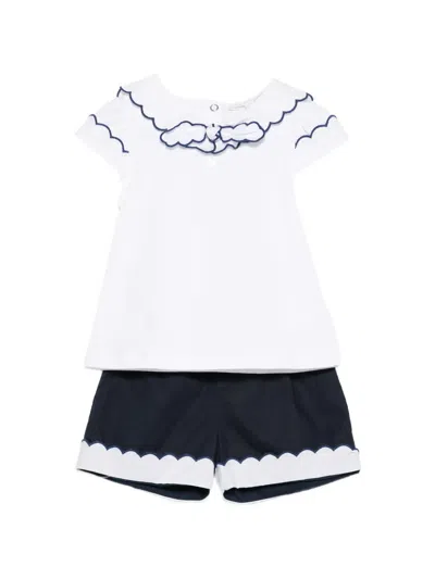 Patachou Babies' Bow-scalloped Shorts Set (set Of Two) In White