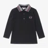 Patachou Boys Blue Cotton Polo Shirt In Blue