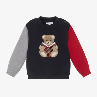 Patachou Babies' Boys Blue Cotton Teddy Bear Sweatshirt