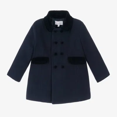 Patachou Babies' Boys Navy Blue Felted Coat