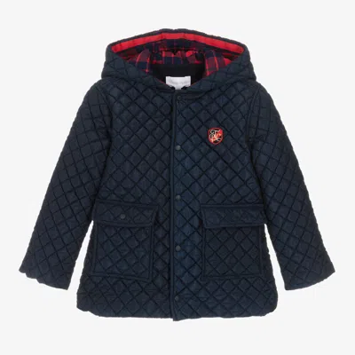Patachou Kids' Boys Navy Blue Quilted Coat