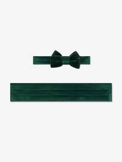 Patachou Kids' Boys Velvet Bow Tie In Green