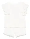 Patachou Broderie-anglaise Blouse And Shorts Set In 白色