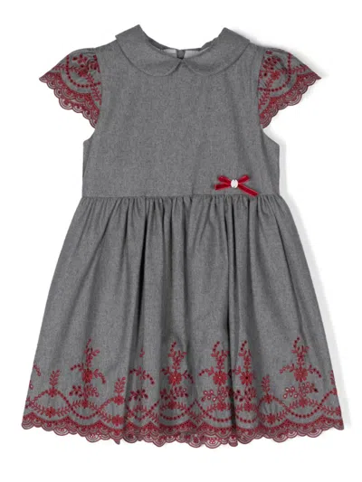 Patachou Kids' Broderie-anglaise Dress In Grey